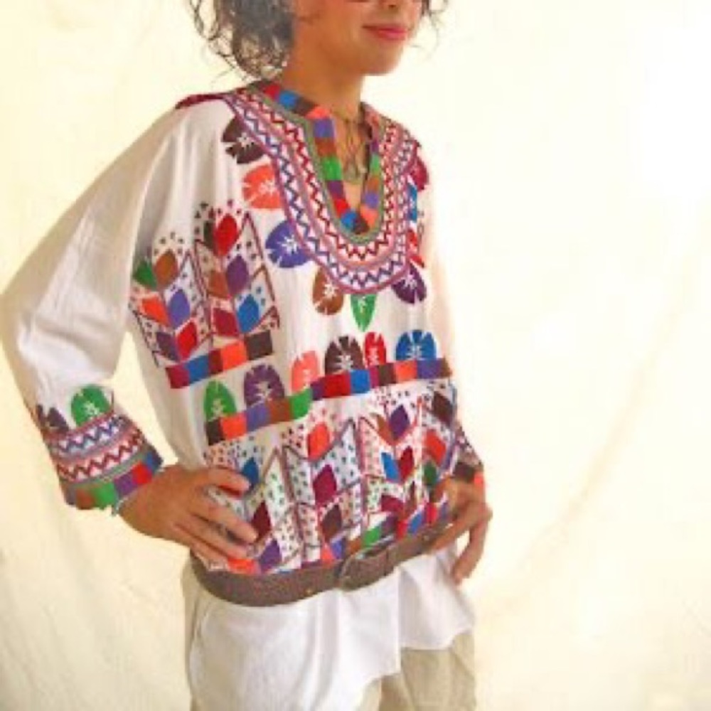Mexican blouse boho tunic embroidered